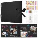 Aolso Album Fotografico Fai Da Te Design, 40 Pagine Nere Viaggio Albums, Album Per Scrapbooking A Spirale, Viene Fornito 6 Penne Colorate, 6 Adesivi Fotografici, 2 Adesivi Arcobaleno, 2 Modelli