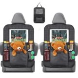 Romon Organizer Sedile Posteriore Auto Bambini, Impermeabile Organizzatore Sedile Posteriore Auto con Molto Spazio di Archiviazione, Proteggi Sedili Auto Bambini Lungo viaggio（2 pezzi）