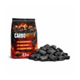 OWIJI Carbonella Per Barbecue Bricchetti 2,5 Kg Carbone 100% Naturale Bricchette Cottura Veloce Cotture Lente Per Grigliare Carbonella Grill Accensione Facile Carne Pesce Verdure