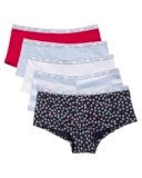 Tommy Hilfiger Women’s Classic Cotton Logoband Boyshort 5-Pack, Mini Anchors Print/Tango Red/Bright White/Sweet Blue/Sweet Blue Stripe, X-Large
