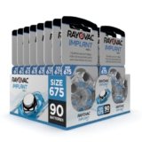 Hearing360 90 batterie per impianti cocleari Rayovac Implant Pro+ misura 675I, durata massima, compatibili con tutti gli impianti cocleari, pile senza mercurio e cadmio