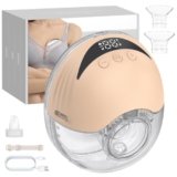 eSynic 210ML Tiralatte Elettrico Indossabile 4 Modalità 12 Livelli Display LED, Pompa per Allattamento Ricaricabile con Flange 19/21/24mm, Tira Latte Portatile Antiriflusso Senza BPA – Arancio Chiaro