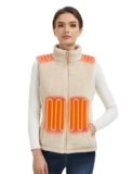 ELTENA Professional Women’s Heated Fleece Vest with 20000mAh Battery equipped with Flashlight (US, Alpha, Medium, Regular, Regular, Khaki)