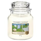Yankee Candle Candela profumata in giara media | Clean Cotton | Durata Fino a 75 Ore