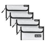 Airfish 4 Pezzi Sacchetti per Soldi Ignifughi, 12.7 x 20cm, Borsa sicura per Contanti, Oggetti di Valore e Passaporto con Rivestimento in silicone e Chiusura a Cerniera-Argento