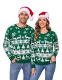 Totatuit Maglione Natalizio Donna Maglioni di Natale Coppia Invernali Caldo Morbido con Motivo Renne Pupazzo di Neve Divertenti Pullover Maglioncino Natale