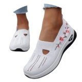 Sneakers Donna,Scarpe Ortopediche Donna Ricamo Fiore Senza Lacci Sneakers Morbide Comode Ginnastica Scarpa Traspiranti Estive Sportive Sneakers Leggere Antiscivolo Camminare Bianco 38