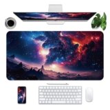 Leather Desk Mat 31.5″ x 15.7″, Desk Pad for Computer or Laptop, Galaxy Computer Mat Mouse Pad for Keyboard or Mouse, Large Desk Mat for School, Office, Home (Galaxy, 31.5″x 15.7″)