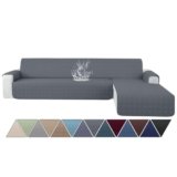 Ystyle Copridivano Impermeabile con Penisola 3 Posti (L 255 CM), Copri Divano Angolare Destra/Sinistra Universale Reversibile, Copridivani Chaise longue Antigraffio Antimacchia, Grigio