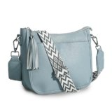 Trustjade Crossbody Purse For Women, Vegan Leather Medium Crossbody Bag, Women’s Crossbody Handbags For Travel With Tassel(Wathet)