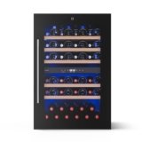 KLARSTEIN Illuminosa Cantinetta Vino da Incasso – 57 Bottiglie, Doppia Zona, 5-22°C, Touch, LED, Ripiani Legno, Porta UV, Silenziosa, Cantina Frigo per Vino