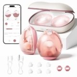 Momcozy Air 1 Tiralatte Elettrico Ultra-Sottile, Tiralatte Indossabile a Mani Libere con Custodia di Ricarica Wireless, Controllo App, Modalità Automatica, Avviso Serbatoio Pieno e Top Trasparente