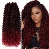 Extension Capelli Sintetici, Ricci per Crochet Braids, Lunghe: 50 cm – Peso: 300 g – Extension Capelli Clip, Ricci Morbidi Effetto Naturale, Uncinetto Incluso, Burg Rosso Degradee, RITMO