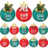 Yearntown 12Pcs Christmas Ball Pot Holders with Pocket 8 x 8 Inch, Xmas Ball Shaped Winter Hot Pads Oven Mitts Heat Resistant Potholders for Kitchen Gift Cooking Baking Holiday Decoration(Baking Joy)