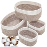 Cesto portaoggetti intrecciato, in corda di cotone, adatto per il bagno, il fasciatoio, come organizer impilabile e multiuso o per la decorazione della cameretta dei bambini, set da 4 pezzi