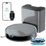 LEFANT M350 Robot Aspirapolvere Lavapavimenti con Mappatura Laser ToF, Corpo Ultra Sottile 7.9cm, 6000Pa, Svuotamento Automatico 75 Giorni, Ideale per Appartamenti, Grigio