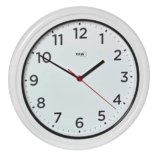 TFA Dostmann Orologio da parete per esterni impermeabile, 60.3078, analogico, resistente ai raggi UV, al quarzo, per piscina, terrazza, giardino, balcone, diametro 30,5 cm, bianco