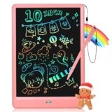 EooCoo LCD Writing Tablet for Kids, 10 Inch Colorful Doodle Board Drawing Pad, Learning Toys for Toddlers, No Mess Sketch Pads Coloring Books for Travel, Stocking Stuffers for Girls 3-12 Years