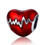 NINGAN Charm a forma di cuore in argento Sterling 925, compatibile braccialetti europei