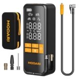MODARI Tire Inflator Portable Air Compressor – 4X Faster 160 PSI Portable Air Pump for Cars – Cordless Tire Inflators with Gauge – Portable Tire Inflator for Car, Pickup, Bike and More (Yellow Black)