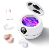 Kingwell 45KHz Ultrasonic Retainer Cleaner Machine, 230ML Denture Cleaner for Retainer, Mouth Guard, Aligner, Toothbrush Head, Dental Cleaning Pod with Digital Timer (White)