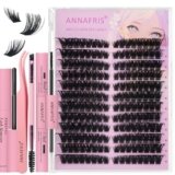 ANNAFRIS Ciglia Finte Ciuffetti Kit Naturali DIY Extension Ciglia Cluster Lashes con Pinze e Colla(HS,100P)