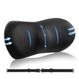 SHAKERINO Lumbar Support Pillow for Car with Dual-Grip™ Stability System | Advanced Adaptive Memory Foam Back Pillow for Lower Back Pain Relief, Ergonomic Driving Seat & Office Chair Cushion, Black