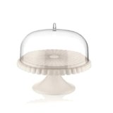 Guzzini – Tiffany, Alzata con Campana Piccola, Tortiera con Coperchio – Bianco Latte, Ø 30 xh 27 cm – 199401156