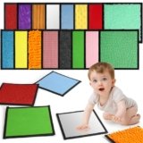 Vicloon Set di 16 Tappetini Sensoriali per Bambini, Piastrelle Sensoriali per Bambini Autistici, Giochi Tattili Sensoriali, Tessuto Strutturato Sensoriale, Esplorazione Multisensoriale (Quadrato)