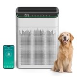 FLANUR Air Purifiers for Home Large Room Up to 1690 ft² Double-sided Air Inlet Smart WiFi Alexa Compatible PM 2.5 Air Quality Monitor for Smoke and Odor 23dB Quiet 1 Pack+2 Pack HEPA Filters White