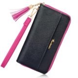 Travelambo Womens Wallet Tassel Bifold Ladies Cluth Wristlet Wrist strap Long Purse