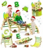 Philnas Pikler Triangle Set, 11-in-1 Montessori Climbing Toy for Toddlers, Foldable Wooden Indoor Jungle Gym & Playground Climber for Learning and Motor Skills (18 Months–7 Years)