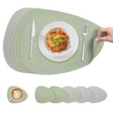 KitchenBoss Tovagliette Americane Tovaglietta e Sottobicchieri, Tovagliette Colazione Tovaglietta Bifacciale Per Cucine, Tavoli da Pranzo e Uffici, Verde + Grigio, 40x30cm, 6 Set