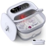 ALLJOY Pediluvio Massaggiatore Piedi Pieghevole, Massaggio ai Piedi per Alleviare Il Dolore, Idromassaggio Piedi 24 Temperatura, Pietra Pomice, 6 Timer, 6 Rulli Massaggianti, Luce Rossa Regali Regalo