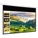 HOMCOM Telo Proiettore Motorizzato da 100 Pollici 4K HD Formato 16:9, Schermo Proiettore Motorizzato Elettrico con Telecomando, per Casa, Cinema, Ufficio, Home, Esterno, 247×7.5×168 cm, Bianco