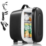 FOHERE Mini Frigo Portatile 5L, Frigorifero Piccolo Con Presa USB，220V CA/12V CC, per Ufficio, Dormitorio, Auto,Cosmetici, Bevande, Frutta