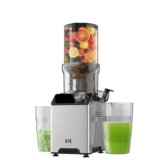 WHUTO Cold Press Juicer, Wide Feed Chute Juicer Machines, Stainless Steel Slow Masticating Juicers Easy to Clean, Vegetables & Fruits Juice Extractor, High Juice Yield, Gray Knob