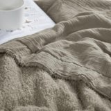 JOOJA Throw Blanket for Couch Bed Soft Muslin Cooling Cotton Blanket Reversible Knit Blanket for Adults Taupe 50″x70″