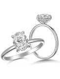 SILVERNANA Oval Moissanite Engagement Ring for Women Sterling Silver Solitaire Moissanite Rings 1.5 Carat Oval Cut Moissanite Promise Wedding Ring Size 7