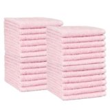 Amazon Basics Set Asciugamani Bagno Spugna 100% Cotone Asciugamani Viso 30×30 cm, Rosa Petalo, Confezione 24 Pezzi