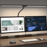 Pzloz Led Desk Lamp for Office Home – Eye Caring Architect lamp with Clamp,Dual Screen Computer Monitor Work Smart Light: 24W 5 Color Flexible Adjustable Lighting Table Lamp for Study Drafting