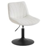 VASAGLE Sgabello da Trucco, Schienale, Sedia da Toeletta Regolabile in Altezza, Girevole a 360°, Camera da Letto Sala da Pranzo Postazione Trucco, Tessuto Peluche, Bianco Crema LJB160WD01