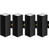 Tesjaso 4 Pack Outdoor Wall Light Fixtures, Dusk to Dawn Up and Down Wall Sconces, IP65 Waterproof Black Exterior Lights, Aluminum Porch Lighting for House Garage, E26 Base (Bulbs Not Included)
