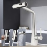 Kelleria Rubinetto Cucina con Doccetta Estraibile, Rubinetto Monocomando in Acciaio Inossidabile con Beccuccio Girevole, Tre Modalità di Getto d’Acqua, Rubinetto Miscelatore Girevole a 360°