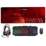 Mars Gaming MCPRGB2FR, Lingua Francese, Combo Gaming Tastiera, Mouse, XXL Mousepad & Headset