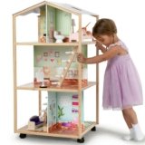 Delta Children Moveable Mansion Dollhouse – 360-Degree Play Dollhouse with Wheeled Base – Includes 16 Accessories – Fits 12-inch Dolls – Pretend Play Dream Gift for Ages 3+
