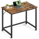 VASAGLE Scrivania per Computer, Postazione Lavoro, Scrivania da Ufficio, Studio Camera da Letto 50 x 80 x 76 cm, Stile Industriale, Struttura Metallica, Marrone Vintage e Nero Inchistro LWD038B01