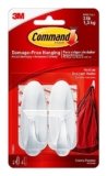 Command Medium Designer Hooks, 2 Hooks and 4 Strips, Damage-Free Hanging Wall Hooks with Adhesive Strips, Adhesive Hooks for Hanging Christmas Decorations, Holds up to 3 lb
