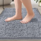flintronic Tappeto Bagno Antiscivolo in Ciniglia, Tappetino da Bagno Antiscivolo e Morbido, Tappeto Lavabile in Lavatrice