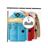 FiRiO Buste Sottovuoto Vestiti da Appendere (con Ganci) I 3 PEZZI I Taglia XL: 100×70 cm I Sacchi Sottovuoto per Cappotti, Giubbotti e Giacche I Hanging Vacuum Bags I Appendiabiti Sottovuoto Grandi